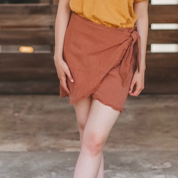 Tie Wrap Skirt - Burlwood - Picture 2 of 7